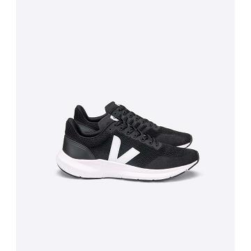 Men's Veja MARLIN V-KNIT Shoes Black/White | SG 241YXF